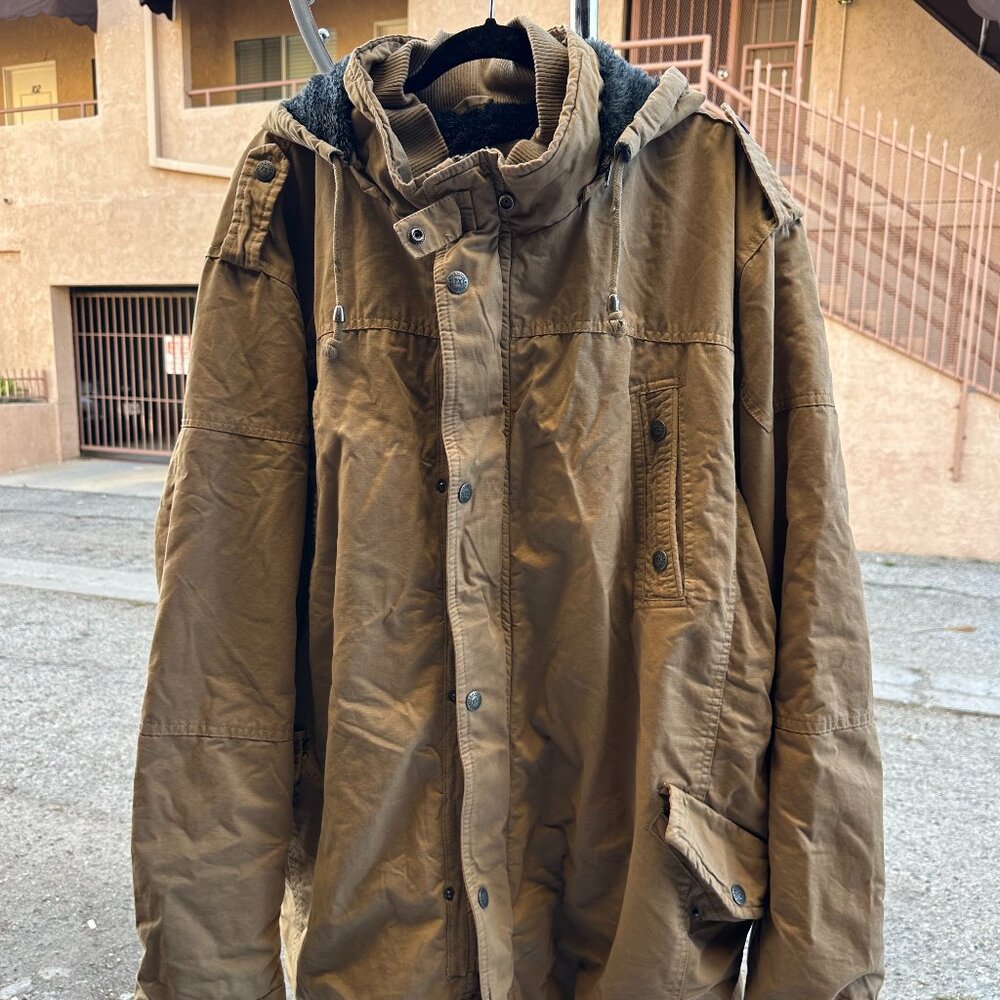 PX 3XLT Insulated Faux-Fur Lined Utility/Parka Jacket - Khaki/Brown